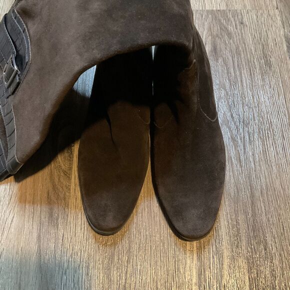 Marc Fisher Axel Boots Brown Suede Leather‎ Riding Heeled Size 8.5M - Picture 5 of 11
